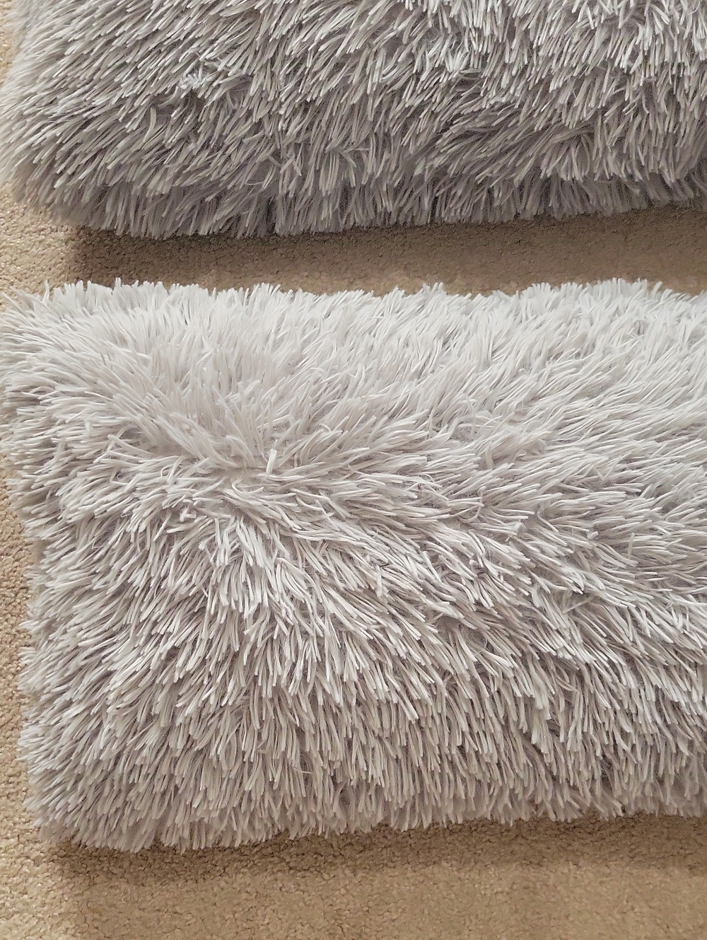 Plush Shaggy Lumbar Throw Pillows - Light Gray - Picture 2 of 5